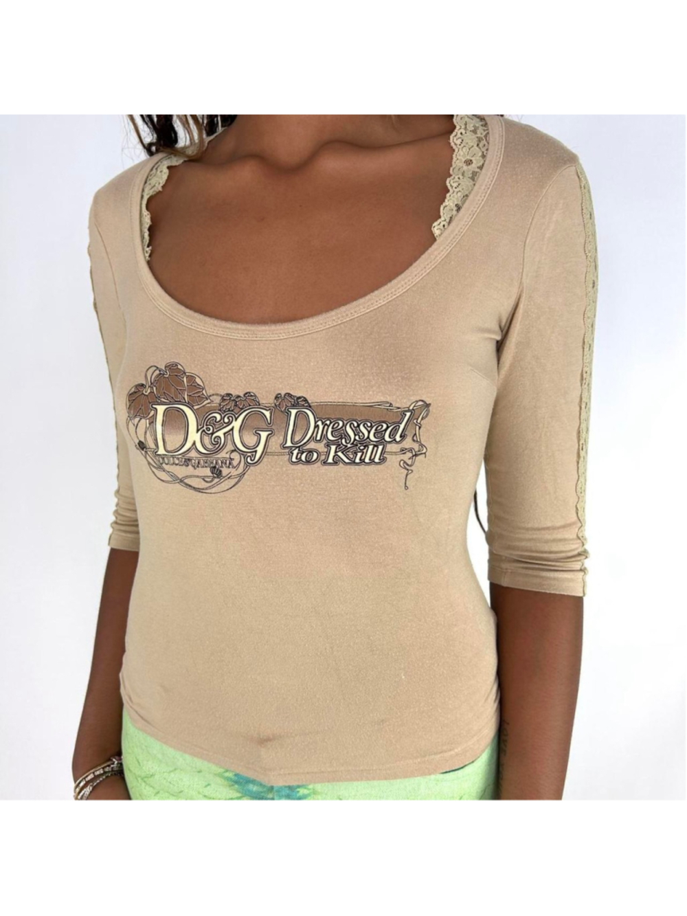 vintage D&G tan top, 'D&G Dressed to Kill'